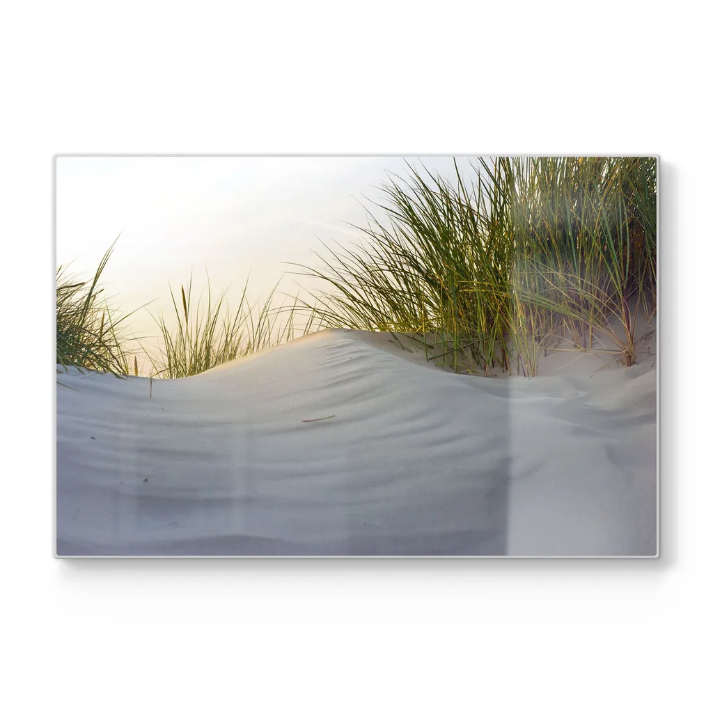 DEQORI Schneidebrett Glas 30x20 cm 'Düne mit Dünengras' Schneideplatte groß